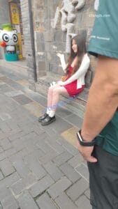 【CSCD】红色连衣裙小姐姐和闺蜜旅游打卡，白色内内